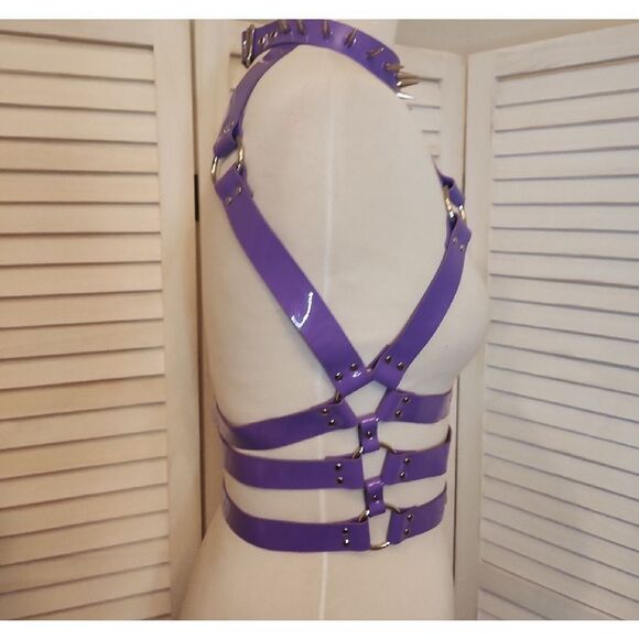 Dolls Kill Spiked Purple Harness Belt Size M NWT main image 5